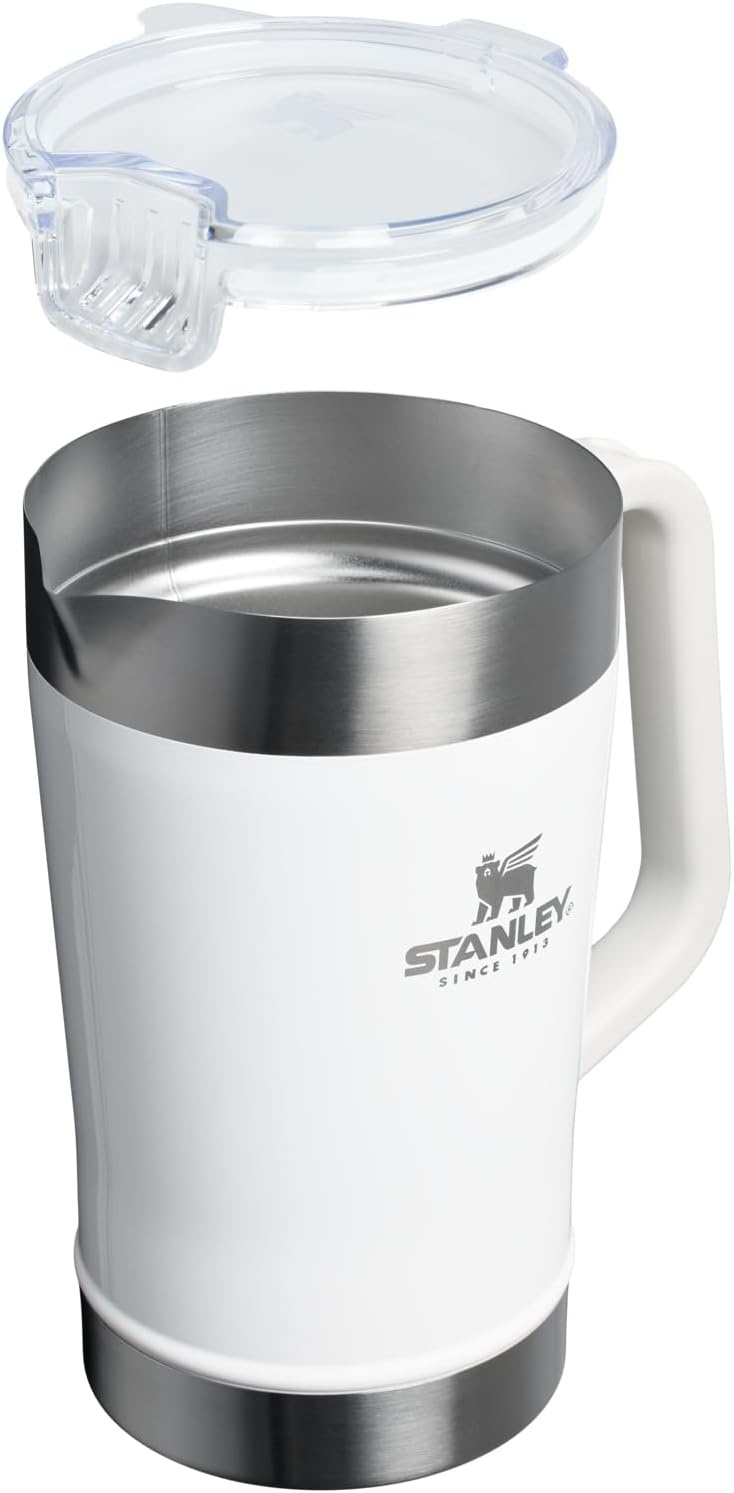 image:imageStanley StayChill Pitcher 64 oz Cold Water Beer and Drink Pitcher with Lid Large Capacity Durable Beverage Container with Handle Insulated Stainless Steel BPAFreeFrost