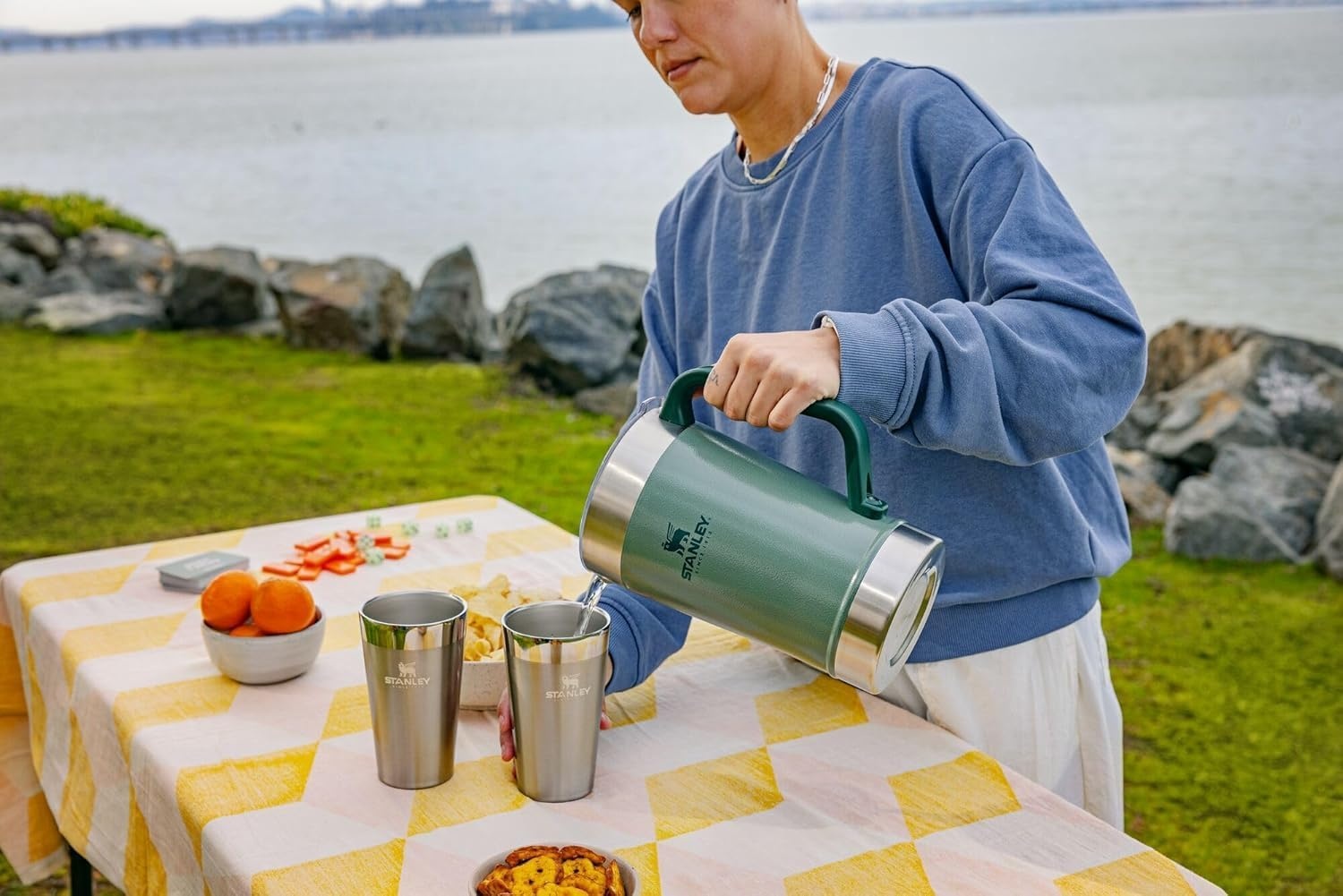 image:imageStanley StayChill Pitcher 64 oz Cold Water Beer and Drink Pitcher with Lid Large Capacity Durable Beverage Container with Handle Insulated Stainless Steel BPAFreePeach Rose
