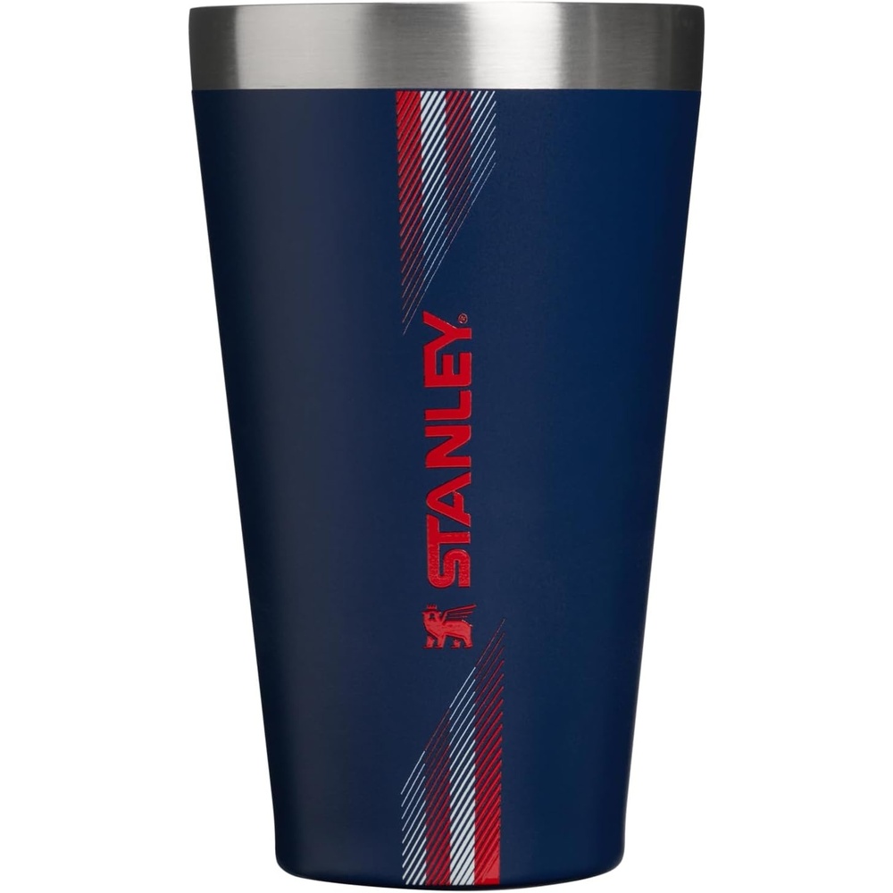 image:imageSTANLEY Adventure Stacking Beer Pint Glass Stackable Drinking Cup for Cold Beverages Dishwasher Safe Insulated Stainless Steel Tumbler BPAFreeTeam Navy Red