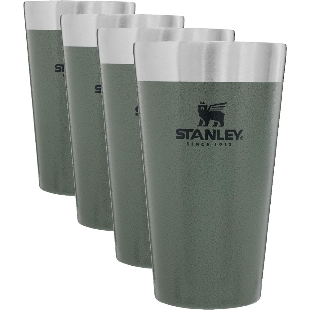 image:imageSTANLEY Adventure Stacking Beer Pint Glass 16oz Stackable Drinking Cup for Cold Beverages Dishwasher Safe Insulated Stainless Steel Tumbler BPAFree Hammertone Green1 Count Pack of 4