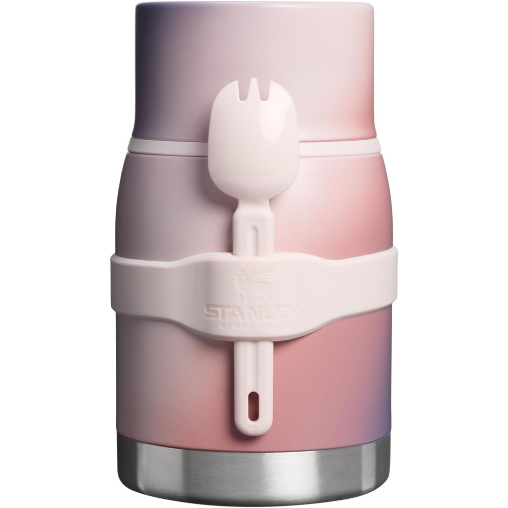 image:imageSTANLEY Adventure ToGo Food Jar and Spork 24 oz Vacuum Insulated Food Container Wide Mouth Screw On Lid Packable for Travel Stainless Steel with Leakproof Lid BPAFree Spring GreenDawn Spiral