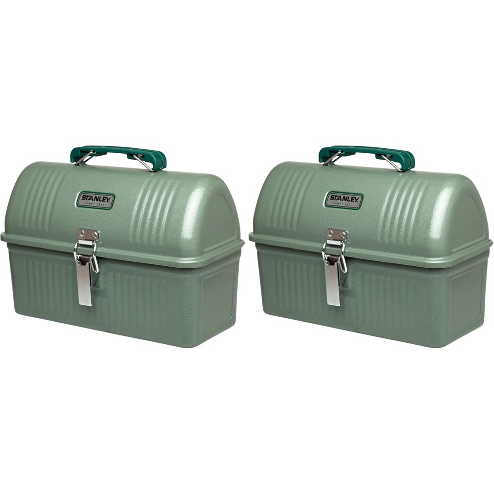image:imageSTANLEY Classic Lunch Box 55 qt Vintage Metal Lunchbox Durable Meal Container with Handle and Latch Stores Food Drinks Thermos Water Bottle Hammer Tone Green55Quart Pack of 2