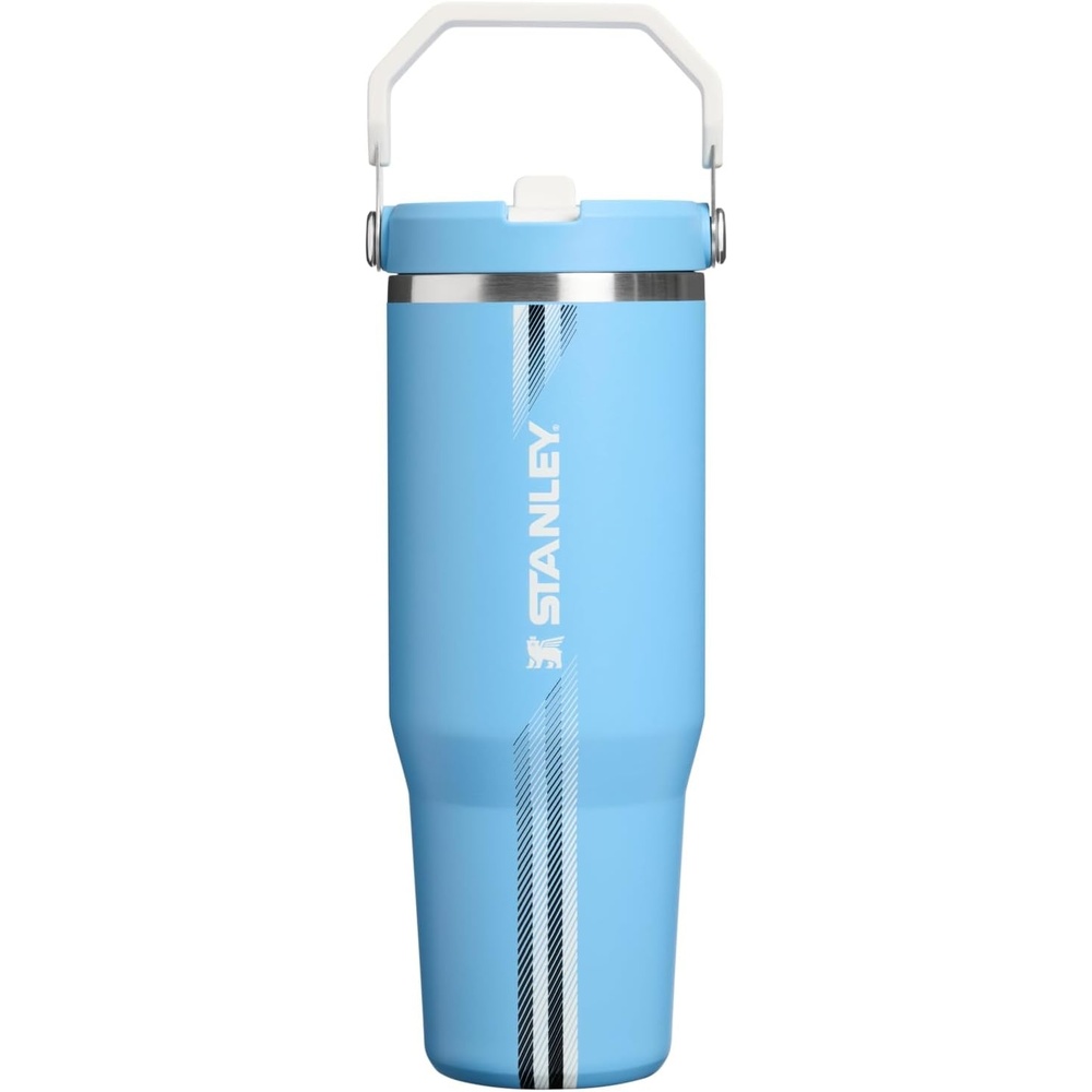 image:imageSTANLEY IceFlow 20 Flip Straw Tumbler 20 oz Pomelo Easy Carry Handle Twist On Lid and Flip Up Straw Leak Resistant Water Bottle Insulated Stainless Steel BPAFreeTeam Light Blue White