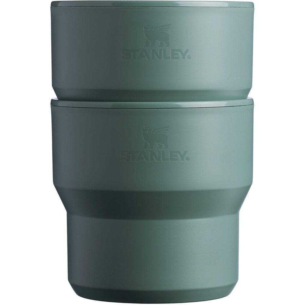 image:imageSTANLEY StayHot Stacking Camp Cup Press In Drink Through Lid Cup for Coffee Tea and Drinks Insulated Stainless Steel Coffee Mug BPAFreeShale 2Pack