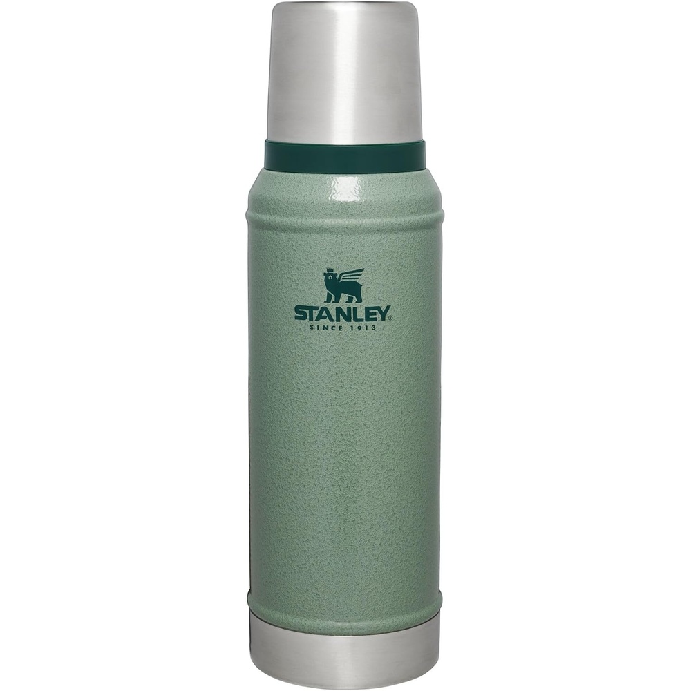 image:imageStanley Classic Legendary Vacuum Bottle 10 qt Wide Mouth with Leakproof Cup Lid Keep Drinks Hot or Cold Packable for Travel Insulated Stainless Steel Thermos BPAFree Hammertone GreenHammertone Green
