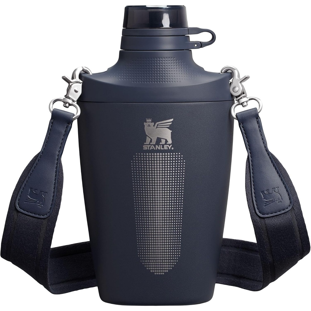 image:imageStanley Cross Bottle 23 oz Travel Water Bottle with Jacquard Strap Leakproof Tritan Lid with Removable Straw Insulated Stainless Steel BPAFree Dried PineTwilight