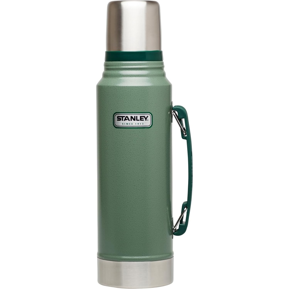 image:imageStanley Heritage Classic Vacuum Bottle with Handle 20 qt Wide Mouth with Leakproof Cup Lid Keep Drinks Hot or Cold for Travel Insulated Stainless Steel Thermal Bottle Hammertone GreenHammertone Green