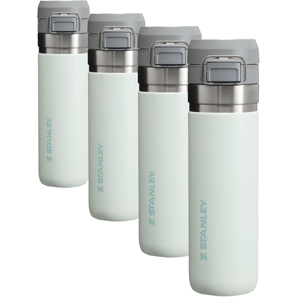 image:imageStanley Quick Flip GO Water Bottle 24 oz Push Button Lid Leakproof and Packable for Travel and Sports Insulated Stainless Steel BPAFree Mist24 Ounces Pack of 4