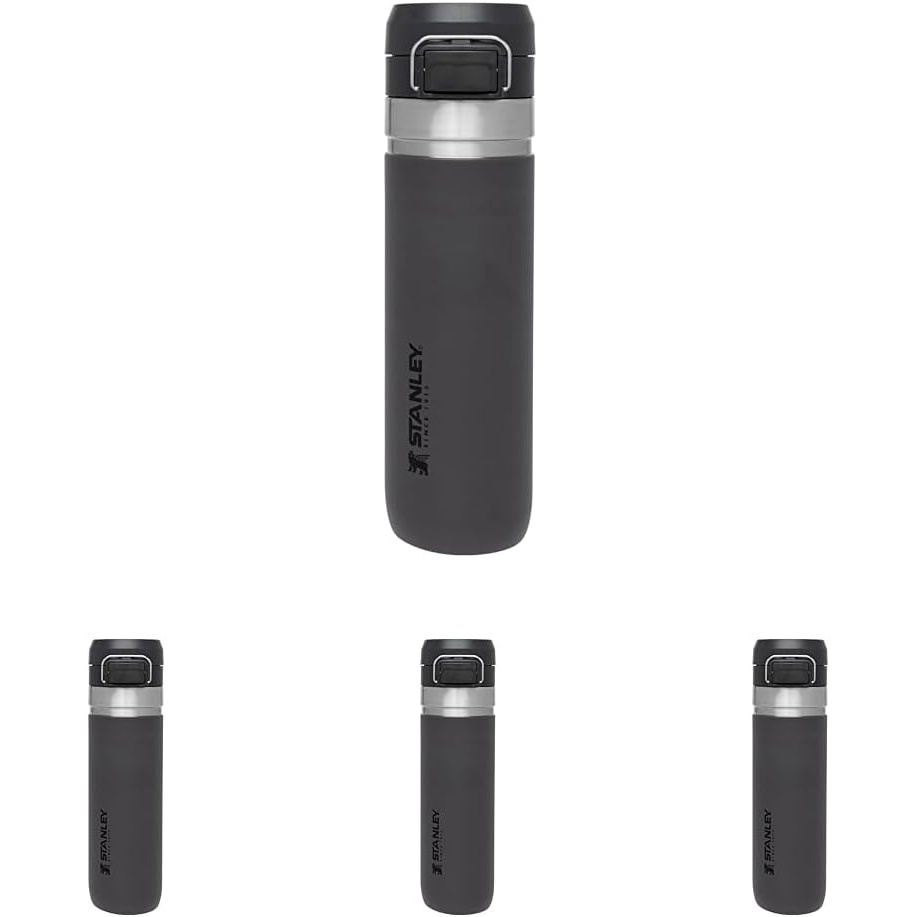image:imageStanley Quick Flip GO Water Bottle 36 oz Push Button Lid Leakproof and Packable for Travel and Sports Insulated Stainless Steel BPAFree BlackCarbn
