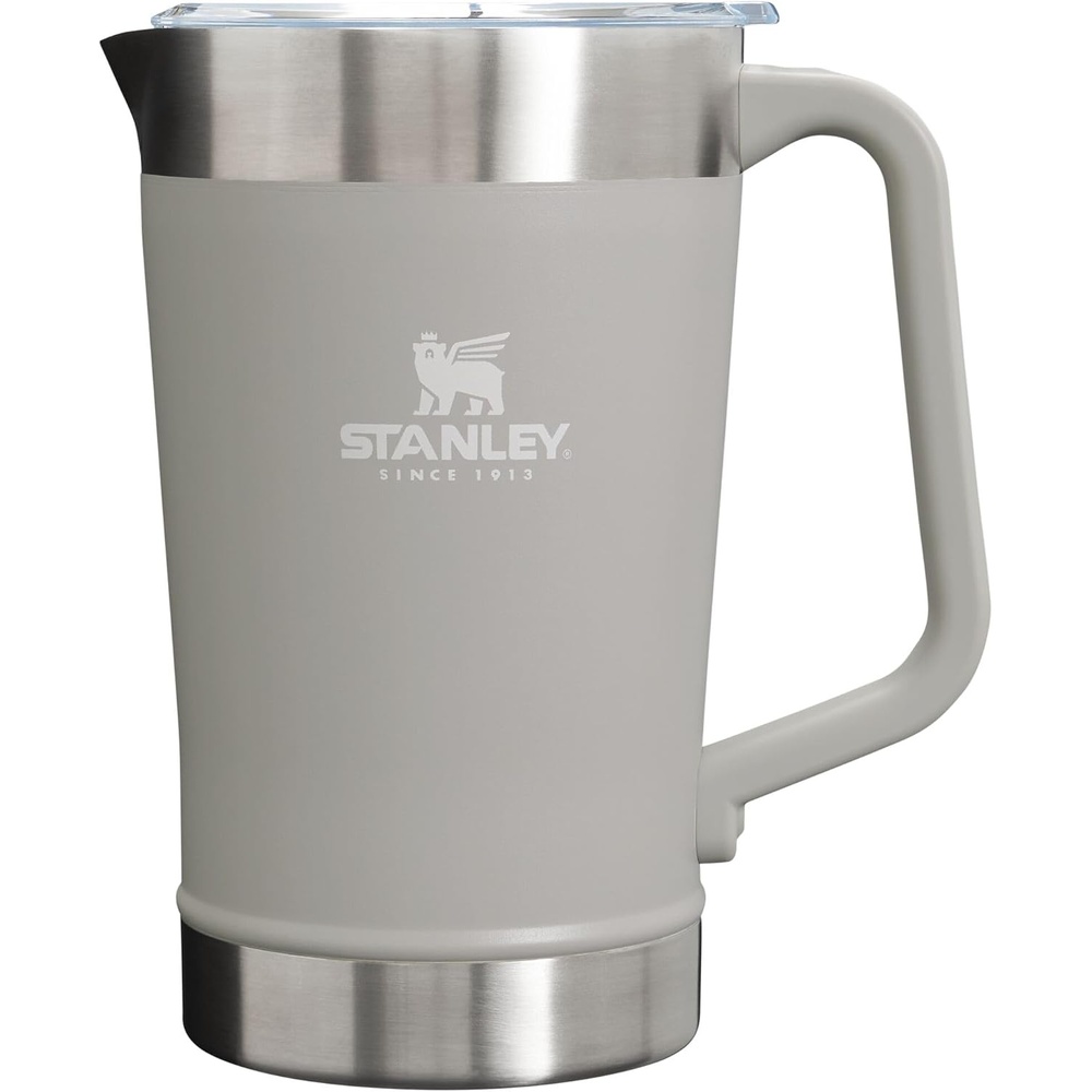 image:imageStanley StayChill Pitcher 64 oz Cold Water Beer and Drink Pitcher with Lid Large Capacity Durable Beverage Container with Handle Insulated Stainless Steel BPAFreeAsh