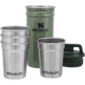 STANLEY Adventure Pre-Party Nesting Shot Glass Set | 4 Shot Glasses in Travel Carrying Case | Insulated Stainless Steel | BPA-Free | Hammertone Green(Hammertone Green)