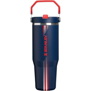 STANLEY IceFlow 2.0 Flip Straw Tumbler, 20 oz, Pomelo | Easy Carry Handle | Twist On Lid and Flip Up Straw | Leak Resistant Water Bottle | Insulated Stainless Steel | BPA-Free(Team Navy Red)