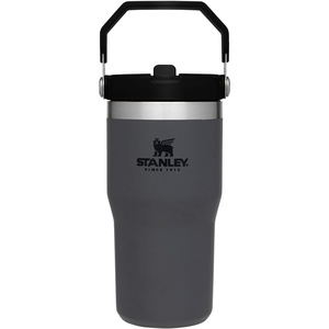 STANLEY IceFlow 2.0 Flip Straw Tumbler, 20 oz, Pomelo | Easy Carry Handle | Twist On Lid and Flip Up Straw | Leak Resistant Water Bottle | Insulated Stainless Steel | BPA-Free(Charcoal)