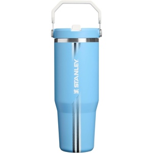 STANLEY IceFlow 2.0 Flip Straw Tumbler, 20 oz, Pomelo | Easy Carry Handle | Twist On Lid and Flip Up Straw | Leak Resistant Water Bottle | Insulated Stainless Steel | BPA-Free(Team Light Blue White)