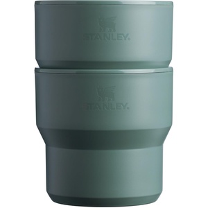 STANLEY Stay-Hot Stacking Camp Cup | Press In Drink Through Lid | Cup for Coffee, Tea and Drinks | Insulated Stainless Steel Coffee Mug | BPA-Free(Shale (2-Pack))