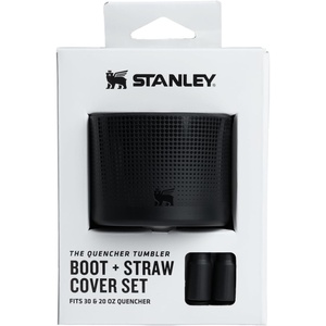 Stanley Quencher Boot and Straw Cover Cap | Anti-Slip Silicone Protector for Tumbler with Handle | Accessory Set for Stainless Steel Drinking Cup | BPA-Free(Black)