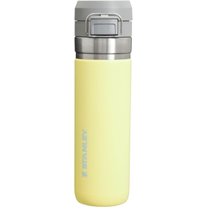 Stanley Quick Flip GO Water Bottle 24 oz | Push Button Lid | Leakproof and Packable for Travel and Sports | Insulated Stainless Steel | BPA-Free | Black 2.0(Pomelo)