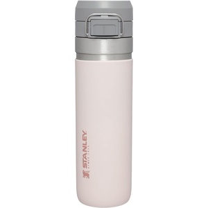 Stanley Quick Flip GO Water Bottle 24 oz | Push Button Lid | Leakproof and Packable for Travel and Sports | Insulated Stainless Steel | BPA-Free | Rose Quartz(24 Ounces)