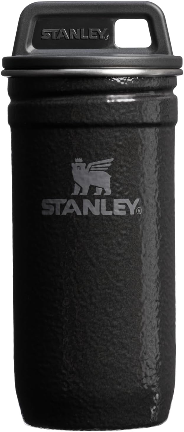 image:imageSTANLEY Adventure PreParty Nesting Shot Glass Set 4 Shot Glasses in Travel Carrying Case Insulated Stainless Steel BPAFree Hammertone Black