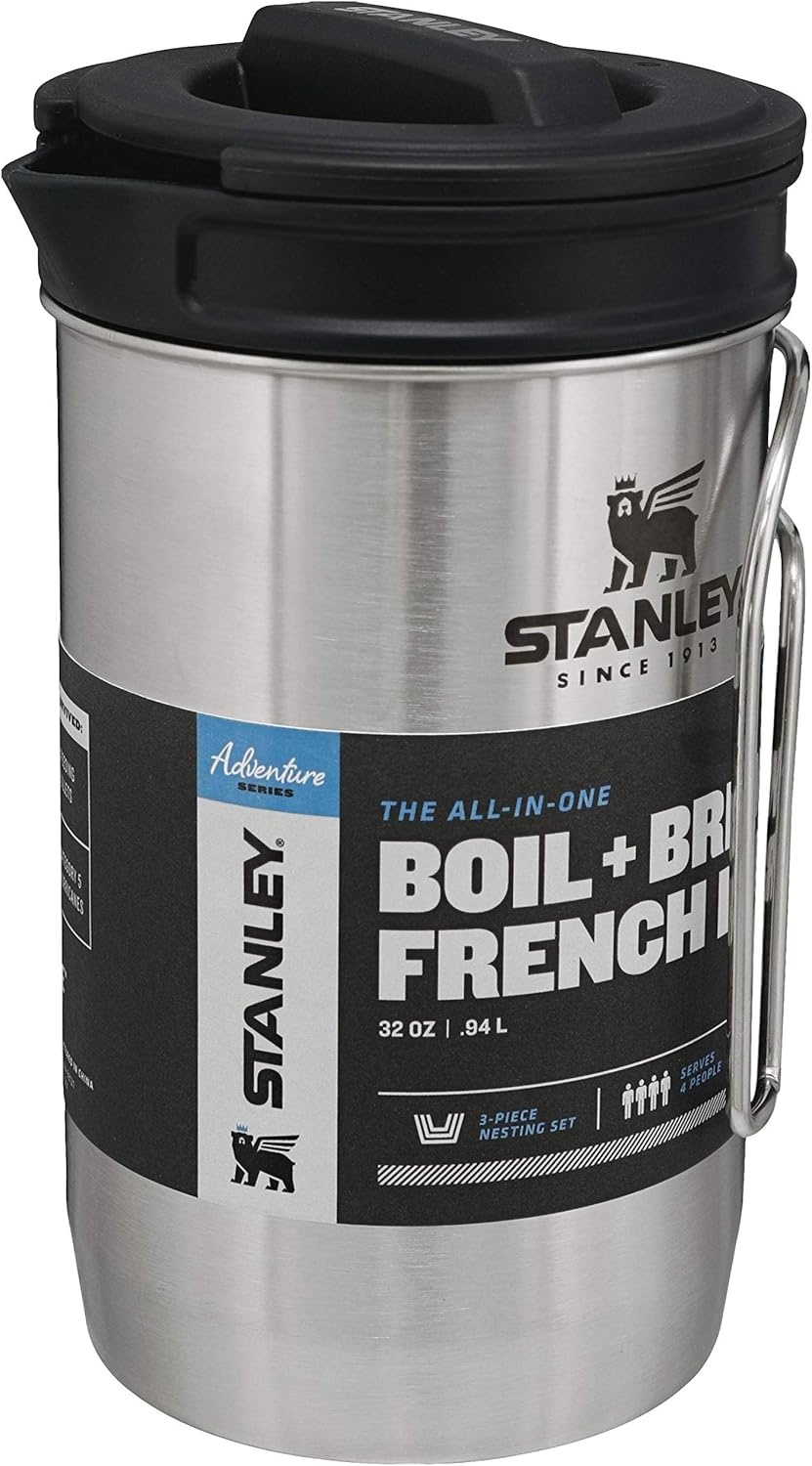 image:imageSTANLEY All In One French Press Coffee Maker 32 oz 5 Minute Brew 4 Hours Hot Mesh Filter for Coffee Grounds Insulated Stainless Steel French Press BPAFree StainlessStainless Steel