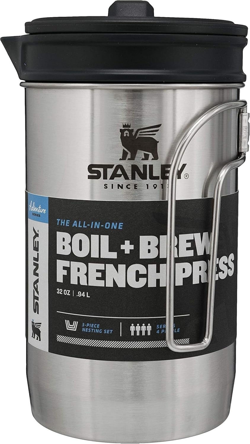 image:imageSTANLEY All In One French Press Coffee Maker 32 oz 5 Minute Brew 4 Hours Hot Mesh Filter for Coffee Grounds Insulated Stainless Steel French Press BPAFree StainlessStainless Steel