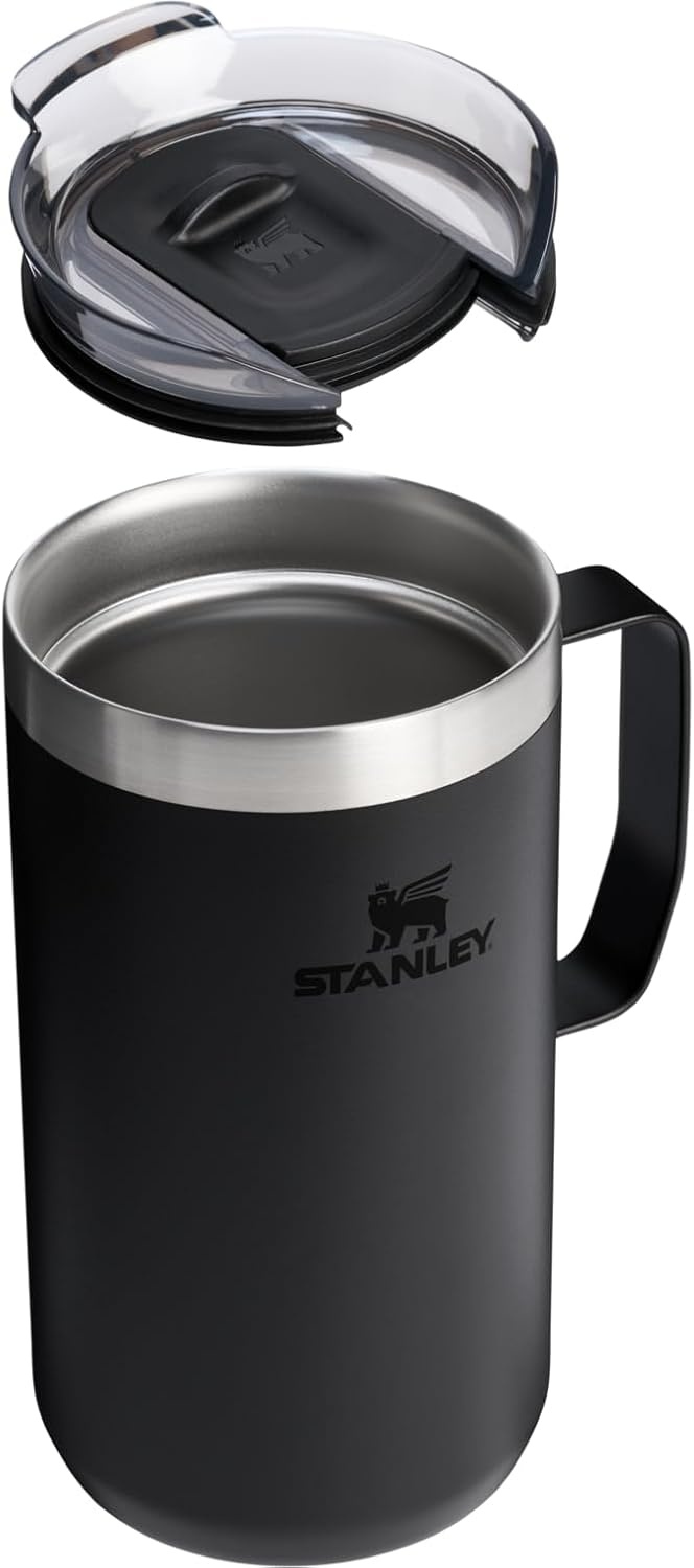 image:imageSTANLEY Everyday Camp Mug 24oz Drink Through Lid Cup for Coffee Tea and Drinks Insulated Stainless Steel Coffee Mug BPAFree Gunshine MetalBlack 20