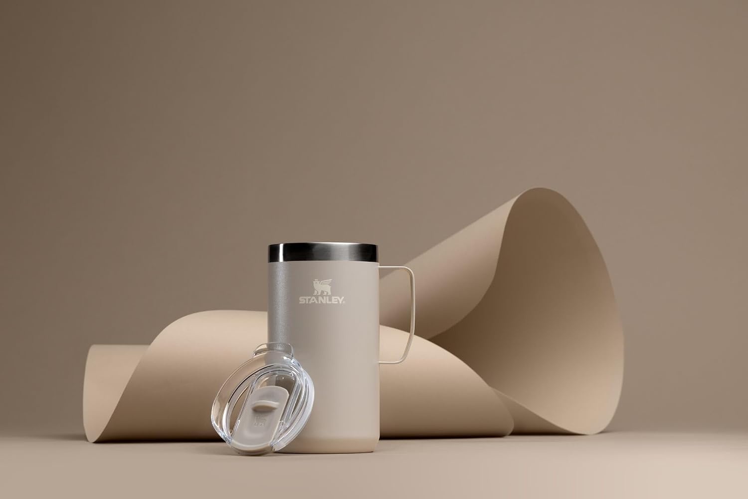 image:imageSTANLEY Everyday Camp Mug 24oz Drink Through Lid Cup for Coffee Tea and Drinks Insulated Stainless Steel Coffee Mug BPAFree Gunshine MetalToasted Almond