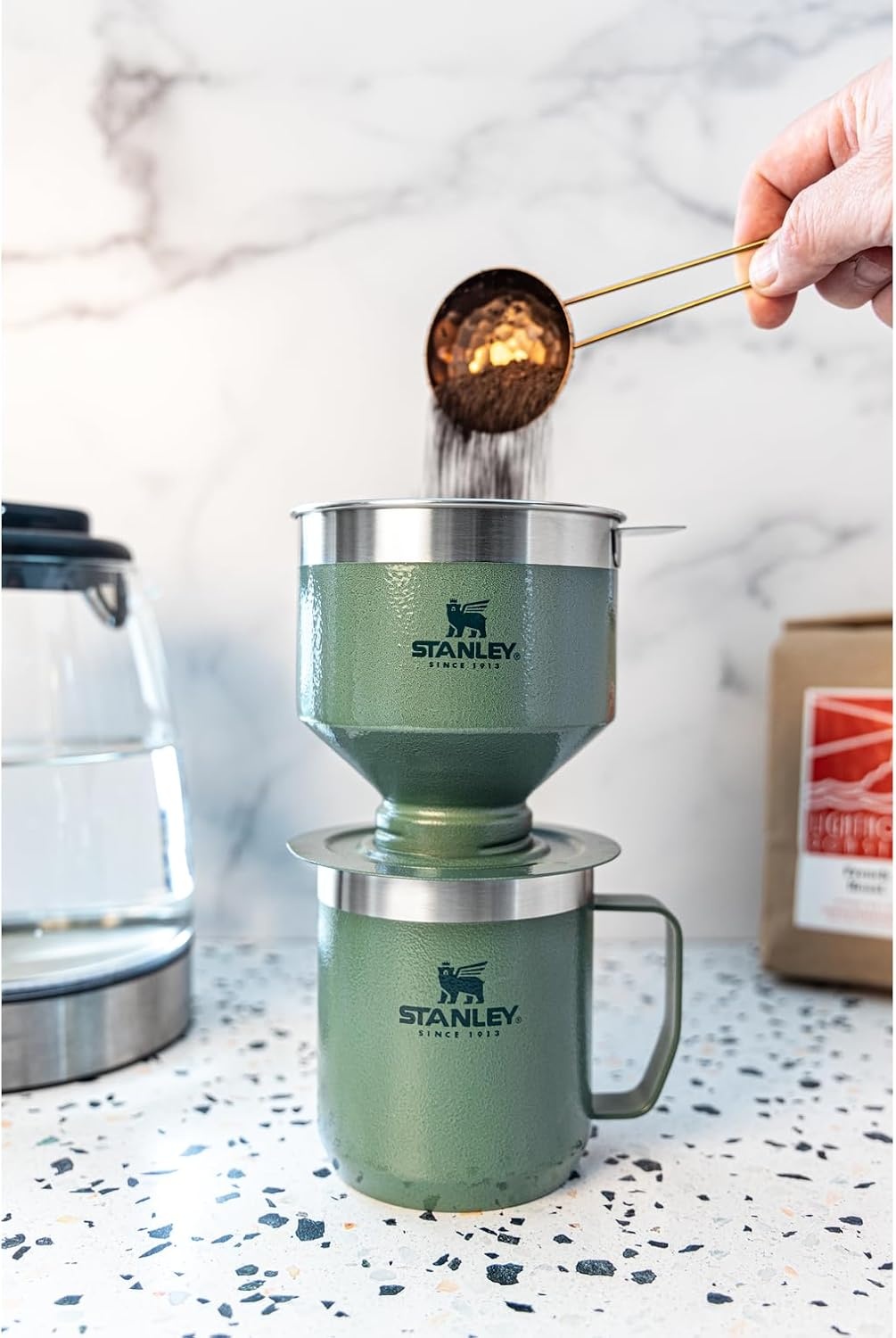 image:imageSTANLEY Perfect Brew Pour Over Set 12 oz Camp Mug with Lid Included Drip Coffee Maker with Reusable Filter Insulated Stainless Steel BPAFree Cream GlossCream Gloss