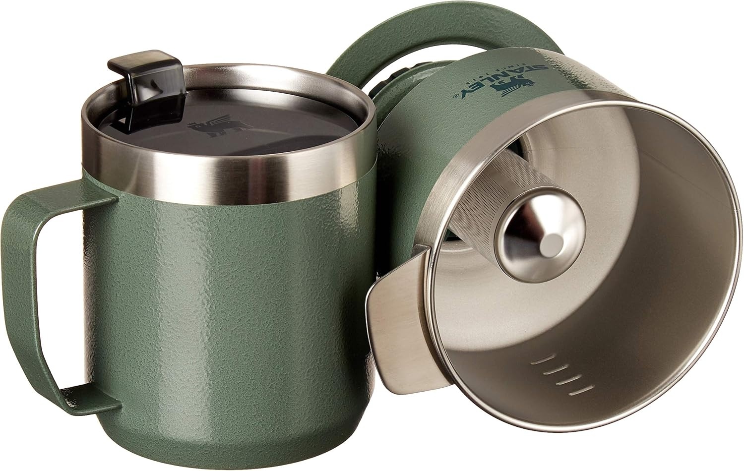 image:imageSTANLEY Perfect Brew Pour Over Set 12 oz Camp Mug with Lid Included Drip Coffee Maker with Reusable Filter Insulated Stainless Steel BPAFree Cream GlossHammertone Green