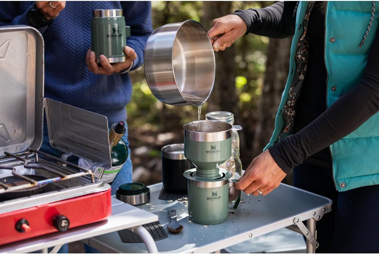 image:imageSTANLEY Perfect Brew Pour Over Set 12 oz Camp Mug with Lid Included Drip Coffee Maker with Reusable Filter Insulated Stainless Steel BPAFree Cream GlossCream Gloss