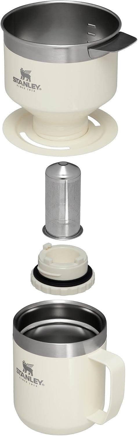 image:imageSTANLEY Perfect Brew Pour Over Set 12 oz Camp Mug with Lid Included Drip Coffee Maker with Reusable Filter Insulated Stainless Steel BPAFree Cream GlossCream Gloss