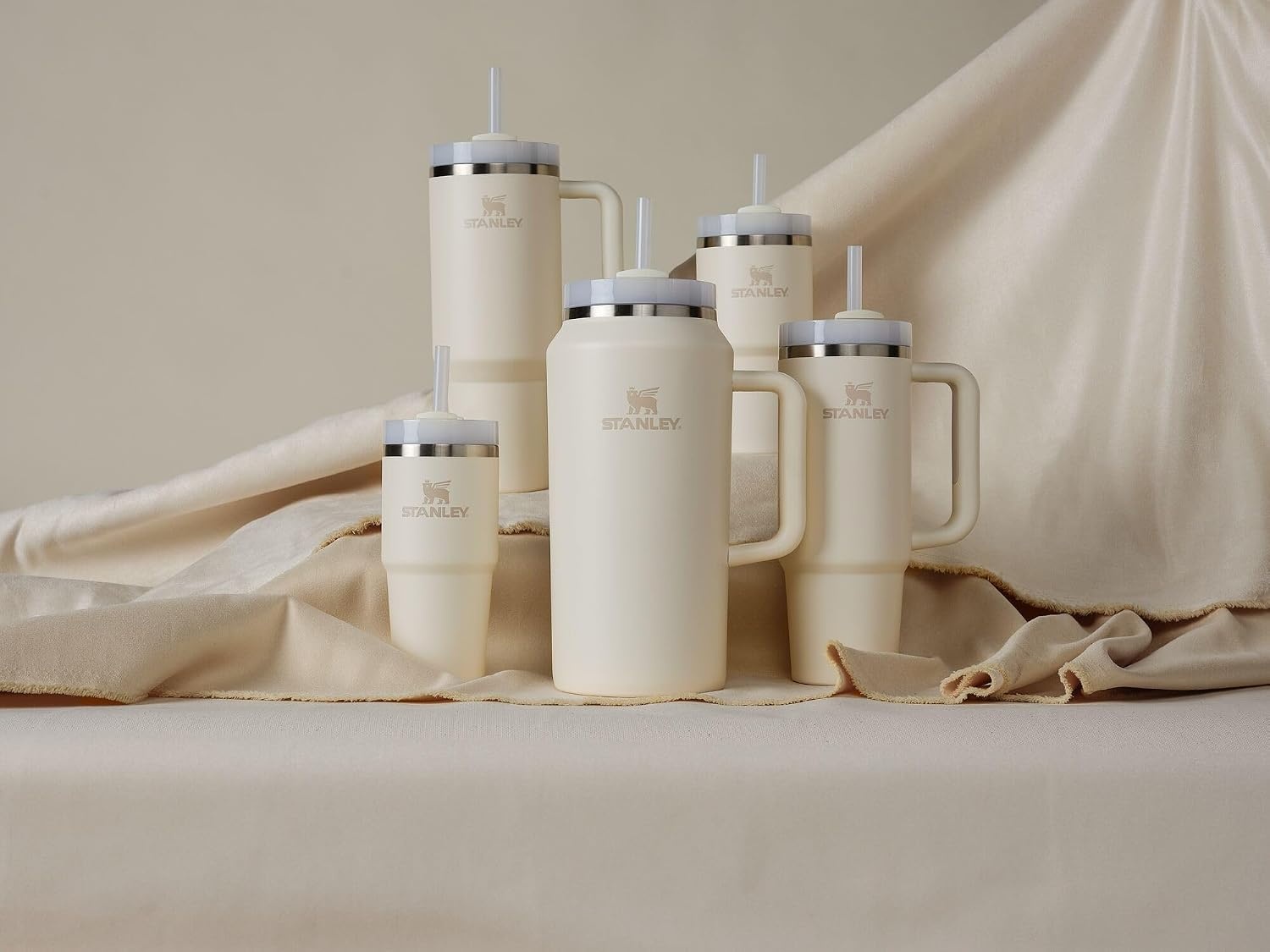 image:imageSTANLEY Quencher H20 Flow State Tumbler 20 oz Cream 20 Straw and 3Position Lid Cup Holder Compatible for Travel Insulated Stainless Steel Cup BPAFree