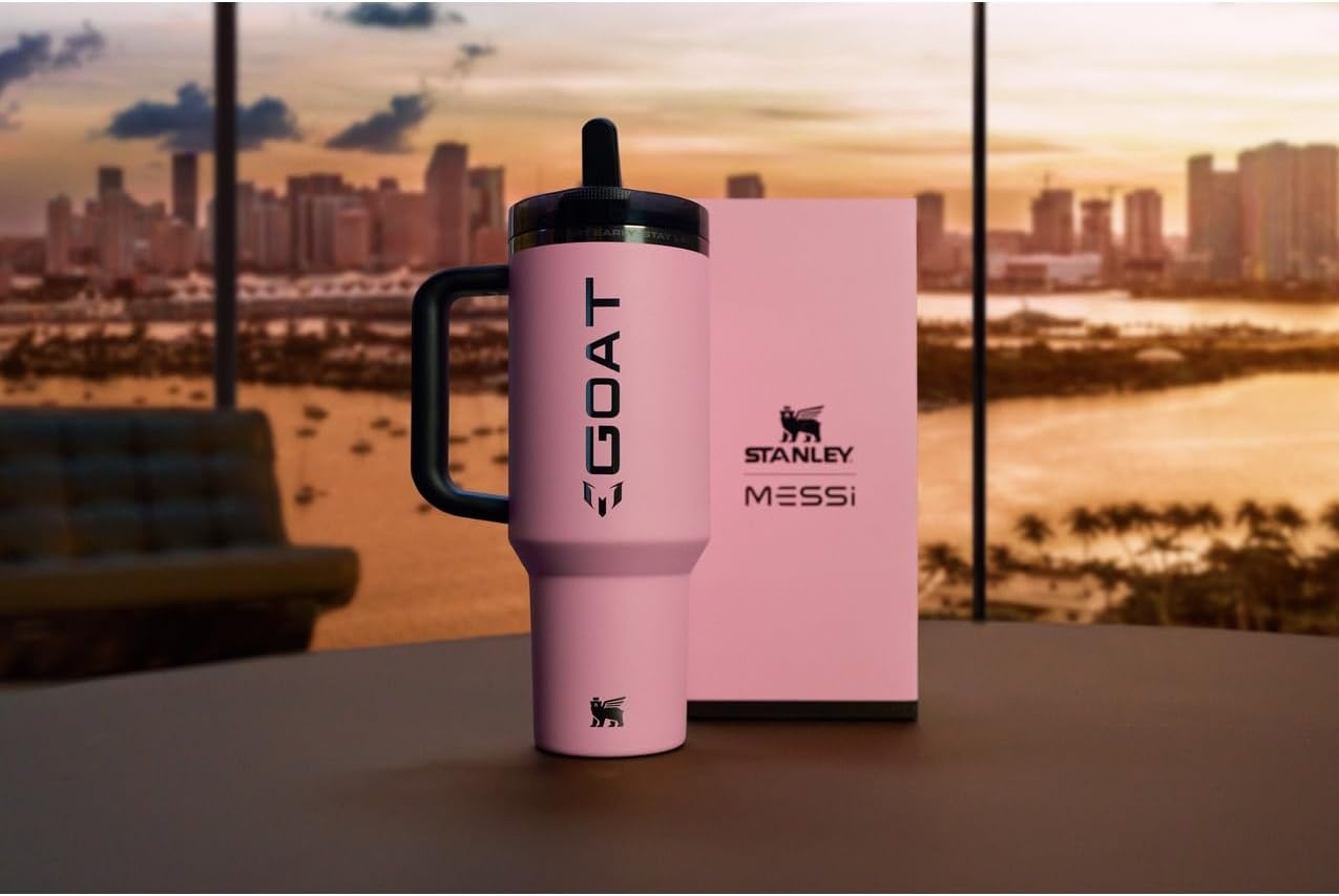 image:imageSTANLEY Quencher ProTour Flipstraw Tumbler 40 oz Messi GOAT Pink BuiltIn Straw amp Handle Cupholder Compatible for Travel Leakproof Insulated Stainless Steel Cup BPAFreeMessi GOAT Pink