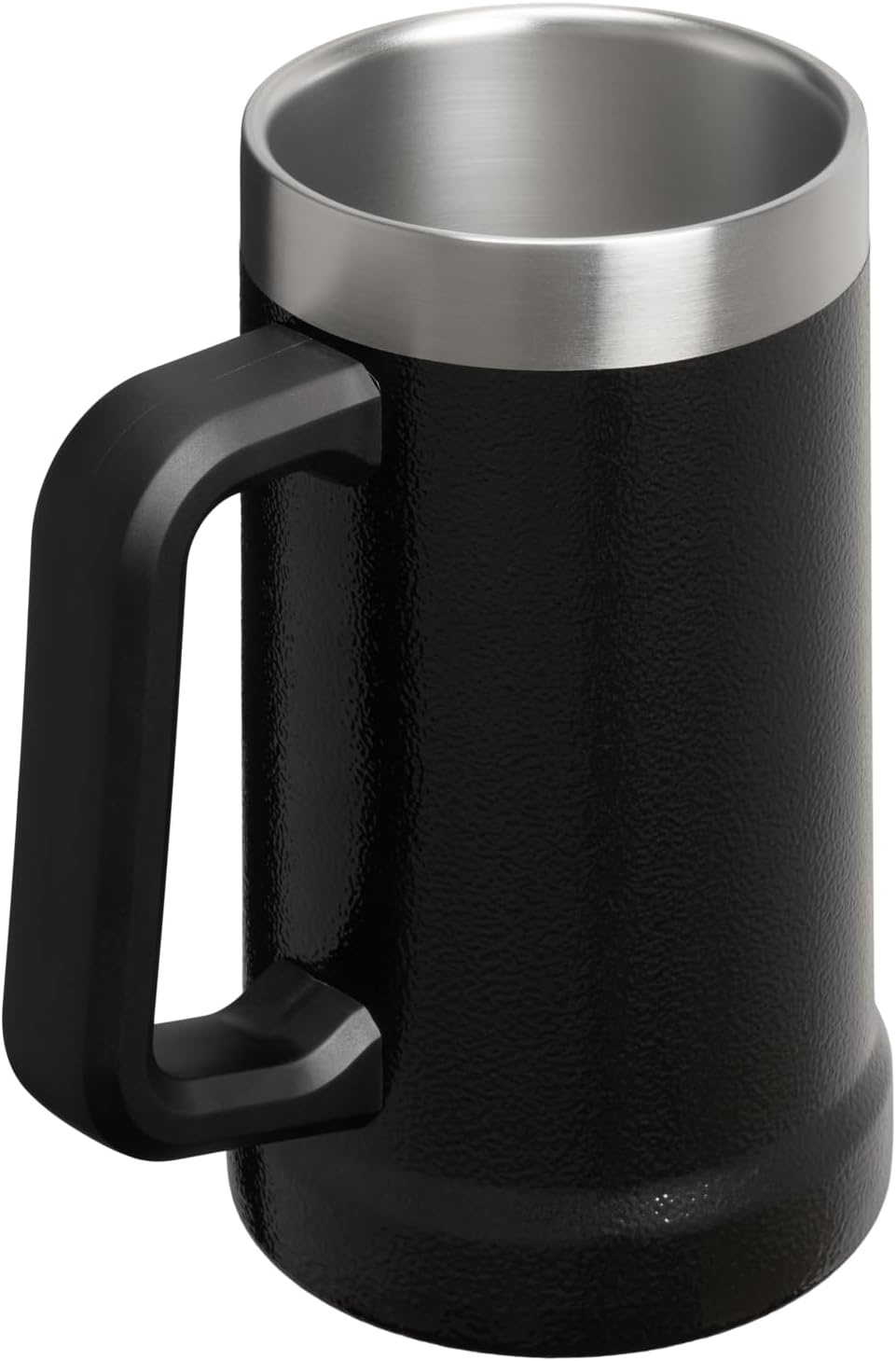 image:imageSTANLEY StayChill Beer Stein 24 oz Heavy Duty Big Grip Handle Beer Tumbler Drink Cup Holds 2 Cans Insulated Stainless Steel Party Mug BPAFree Hammertone FrostHammertone Black