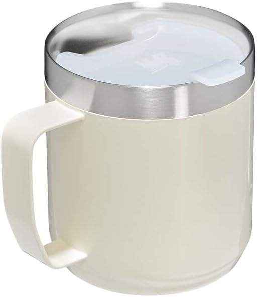 image:imageSTANLEY StayHot Camp Mug Press Fit Drink Through Lid Cup for Coffee Tea and Drinks Insulated Stainless Steel Coffee Mug BPAFreeCream Gloss
