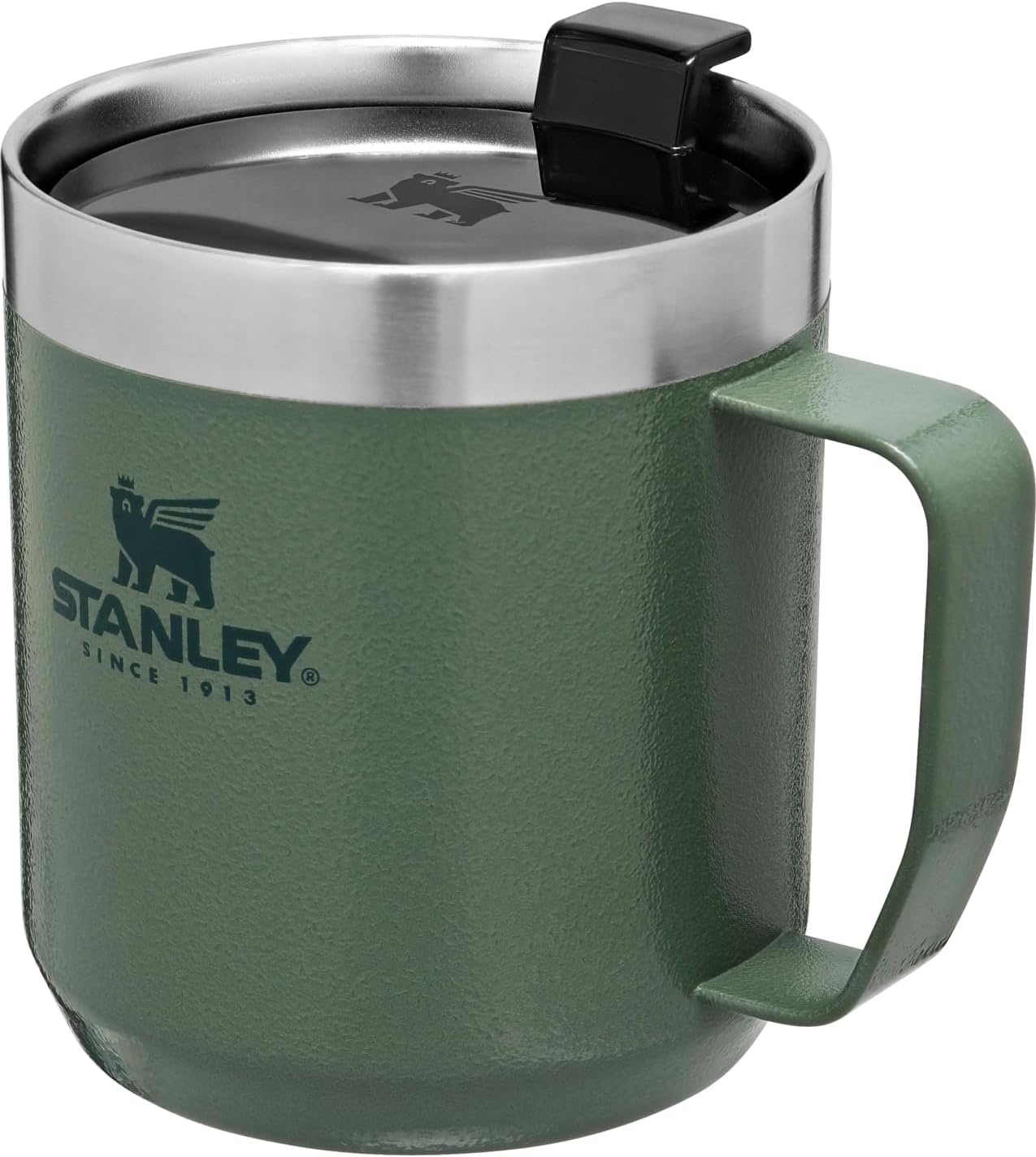 image:imageSTANLEY StayHot Camp Mug Press Fit Drink Through Lid Cup for Coffee Tea and Drinks Insulated Stainless Steel Coffee Mug BPAFreeHammertone Green