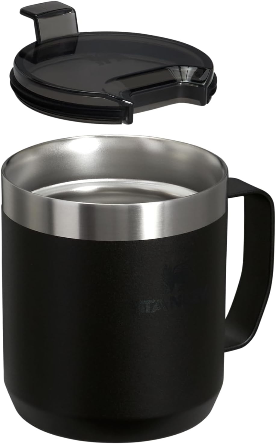 image:imageSTANLEY StayHot Camp Mug 12 oz Press Fit Drink Through Lid Cup for Coffee Tea and Drinks Insulated Stainless Steel Coffee Mug BPAFree Black 2012 Ounces Pack of 4