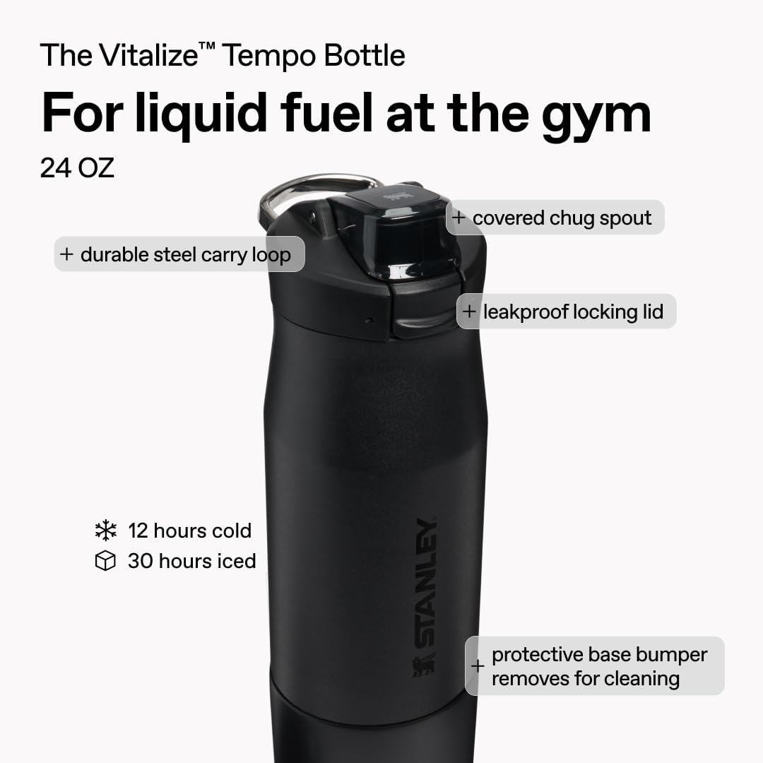 image:imageSTANLEY Vitalize Tempo Bottle 24 oz Lightweight Water Bottle ChalkChili Black