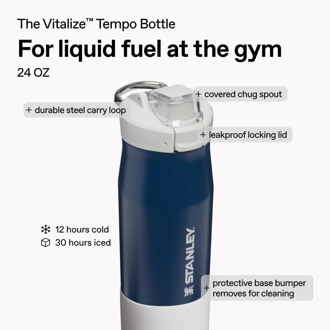 image:imageSTANLEY Vitalize Tempo Bottle 24 oz Lightweight Water Bottle ChalkDark Navy