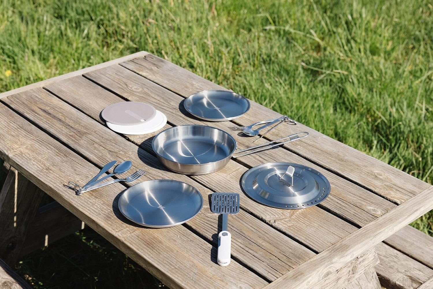 image:imageSTANLEY Wildfare Pro Stainless Steel Plate 8 in Stackable Plate Packable Outdoor Dishware Camping Essentials for Your Camp Kitchen BPAFree Pale Pebble amp Stone8inch3 23ounce Pack of 12
