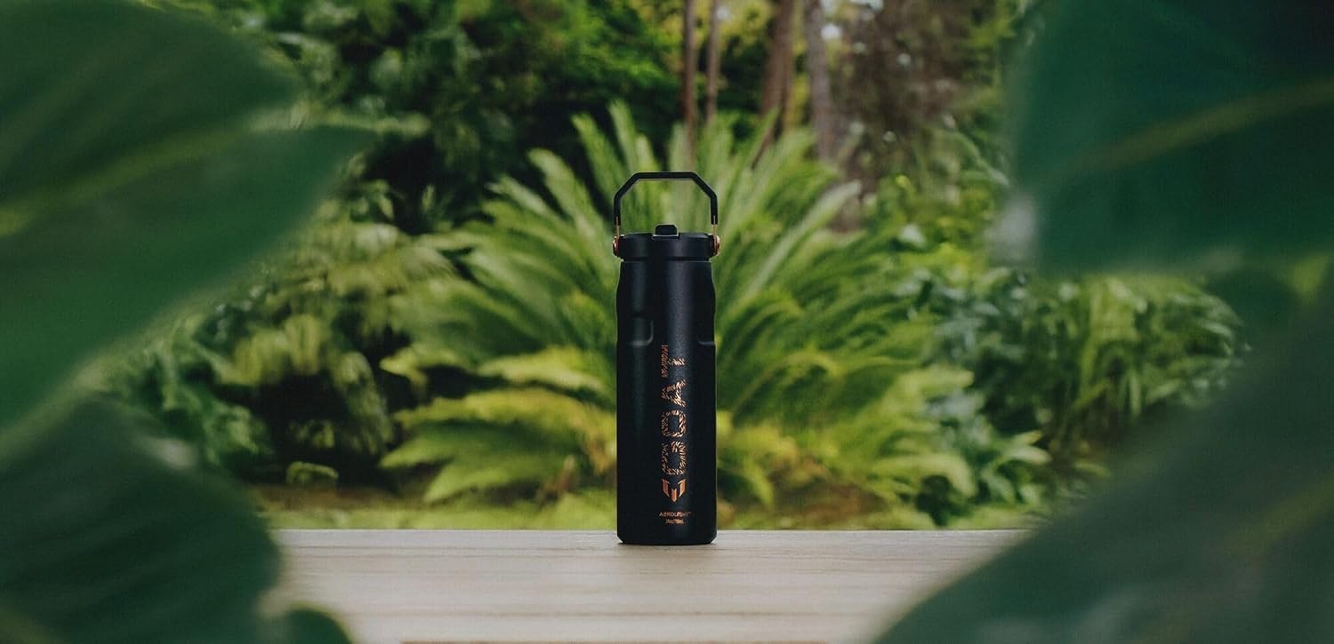 image:imageSTANLEY x Messi IceFlow Flip Straw 20 Water Bottle 24 oz BuiltIn Straw with Larger Opening Lightweight and Leak Resistant Insulated Stainless Steel BPAFree Messi Goat Black