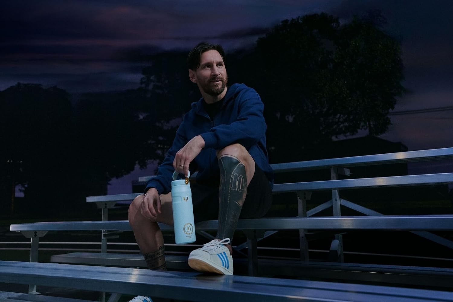 image:imageSTANLEY x Messi IceFlow Flip Straw 20 Water Bottle 24 oz BuiltIn Straw with Larger Opening Lightweight and Leak Resistant Insulated Stainless Steel BPAFree Messi Striker Blue