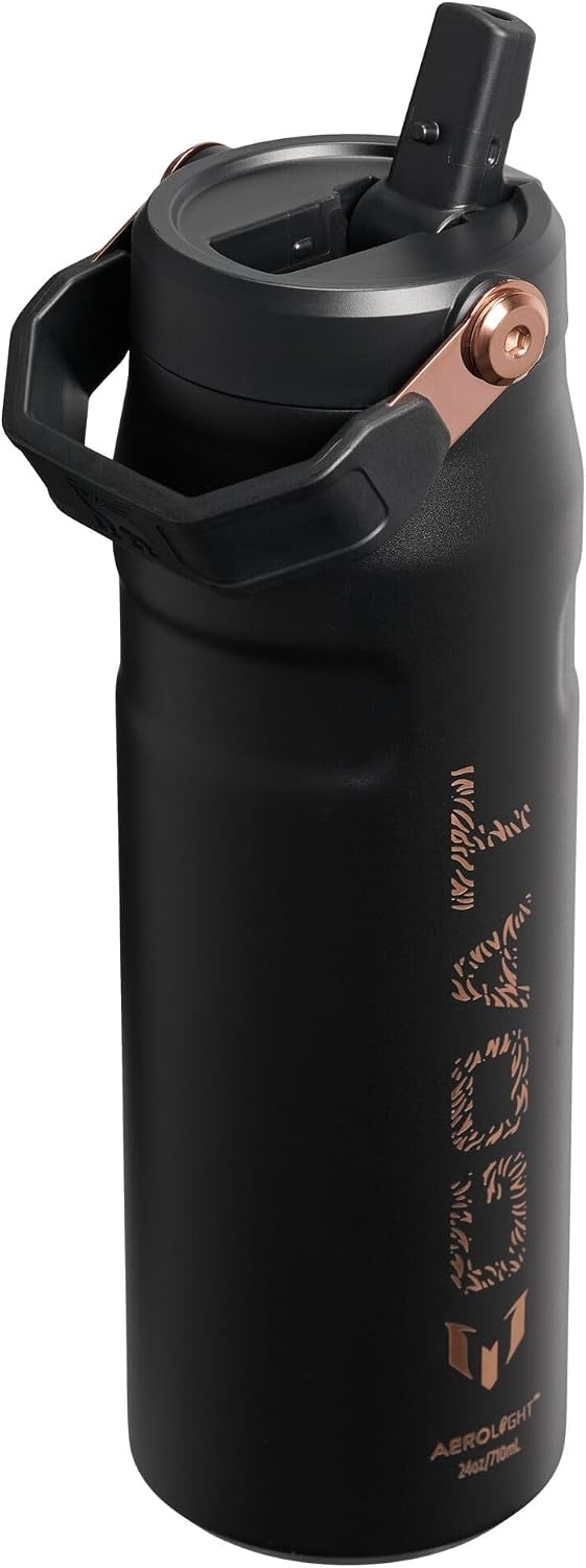 image:imageSTANLEY x Messi IceFlow Flip Straw 20 Water Bottle 24 oz BuiltIn Straw with Larger Opening Lightweight and Leak Resistant Insulated Stainless Steel BPAFree Messi Goat Black