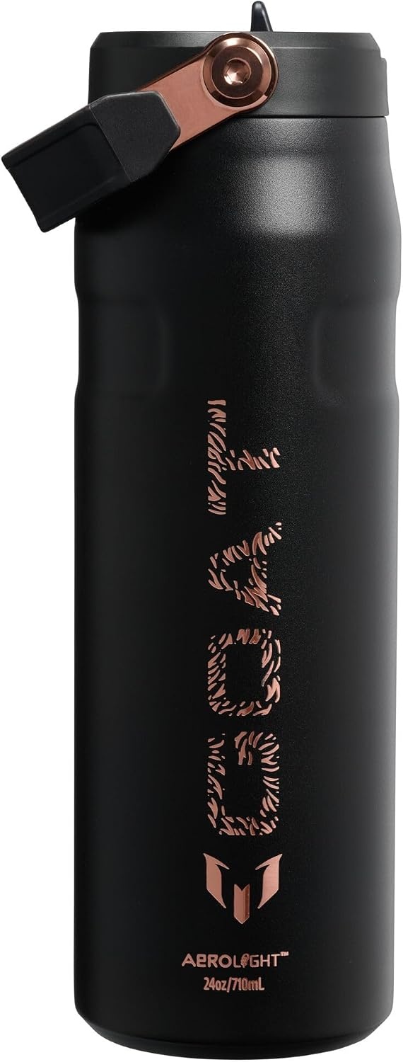 image:imageSTANLEY x Messi IceFlow Flip Straw 20 Water Bottle 24 oz BuiltIn Straw with Larger Opening Lightweight and Leak Resistant Insulated Stainless Steel BPAFree Messi Goat Black