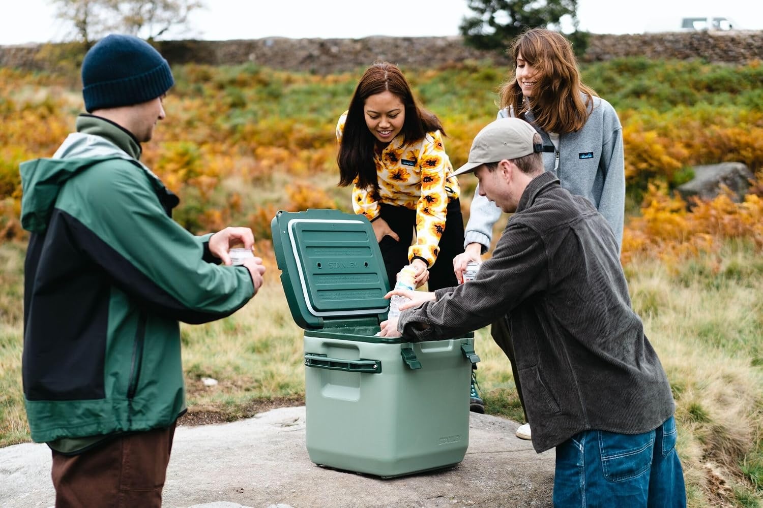 image:imageStanley Adventure Outdoor Cooler 30 qt Heavy Duty Outdoor Camping Cooler with Easy Carry Side Handles 4 Days Cooling Ice Chest for 40 Cans Flat Top Doubles as Seat BPAFree AzureTigerlily Plum