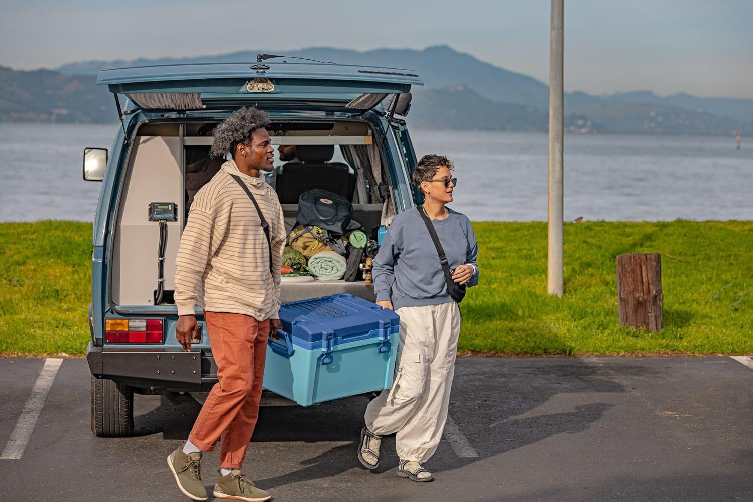 image:imageStanley Adventure Outdoor Cooler 30 qt Heavy Duty Outdoor Camping Cooler with Easy Carry Side Handles 4 Days Cooling Ice Chest for 40 Cans Flat Top Doubles as Seat BPAFree AzureBlack 20