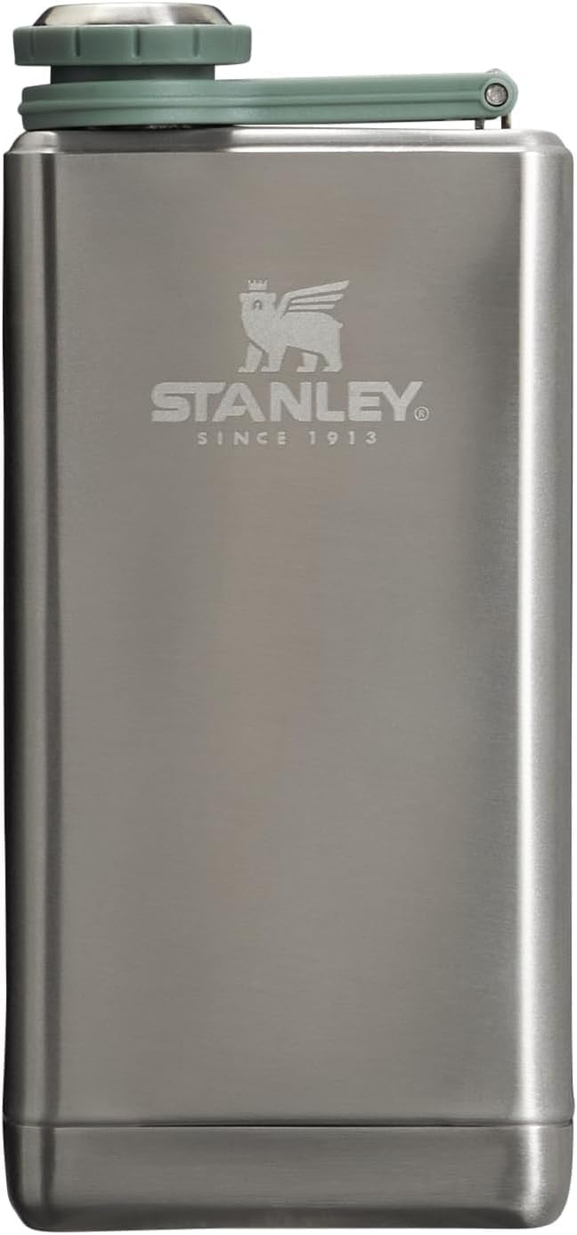 image:imageStanley Adventure PreParty Flask 8 oz Leakproof Hip Flask Hinge Connected Never Lose Cap Insulated Stainless Steel Liquor Container BPAFree AzureStainless Steel