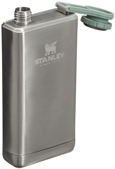 image:imageStanley Adventure PreParty Flask 8 oz Leakproof Hip Flask Hinge Connected Never Lose Cap Insulated Stainless Steel Liquor Container BPAFree AzureStainless Steel