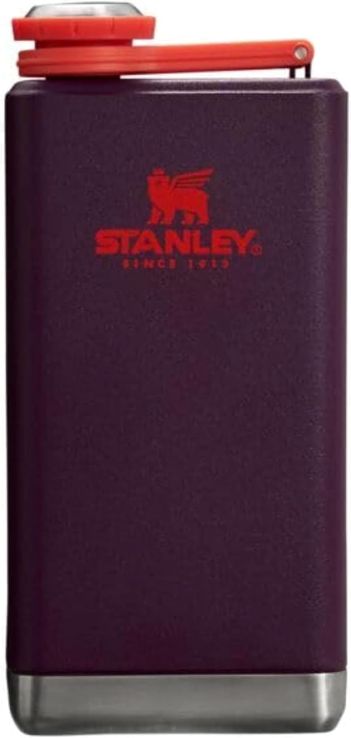 image:imageStanley Adventure PreParty Flask 8 oz Leakproof Hip Flask Hinge Connected Never Lose Cap Insulated Stainless Steel Liquor Container BPAFree AzurePlum
