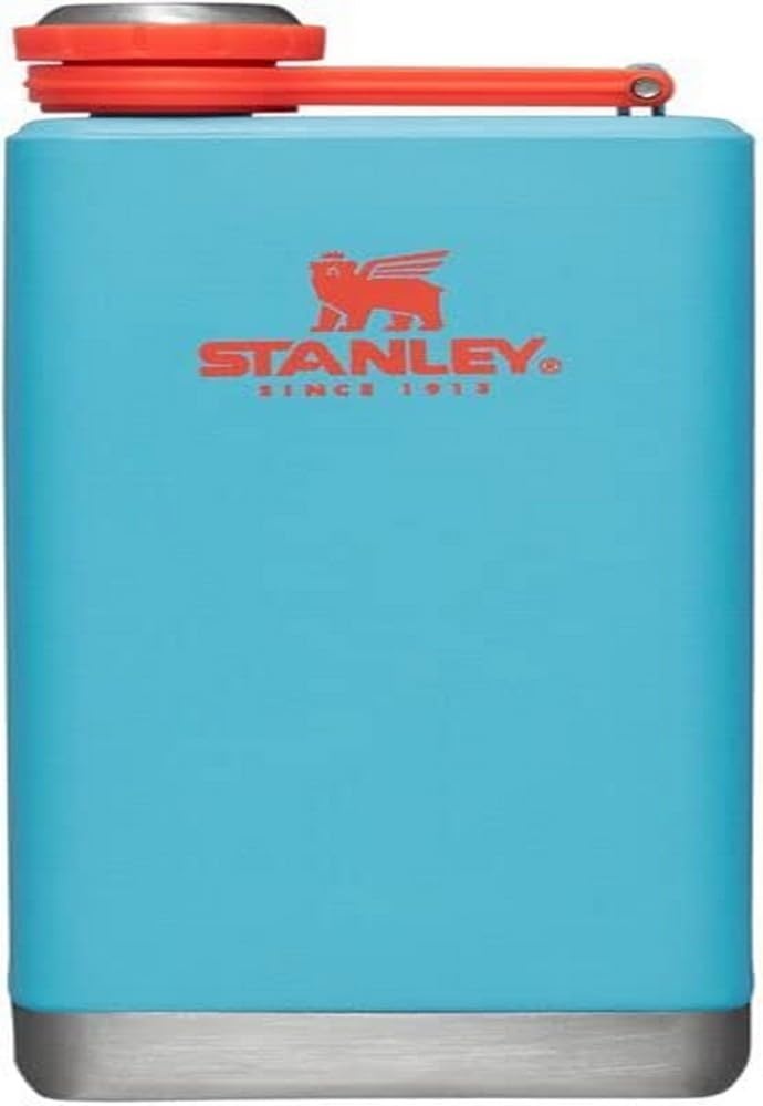 image:imageStanley Adventure PreParty Flask 8 oz Leakproof Hip Flask Hinge Connected Never Lose Cap Insulated Stainless Steel Liquor Container BPAFree AzureAzure